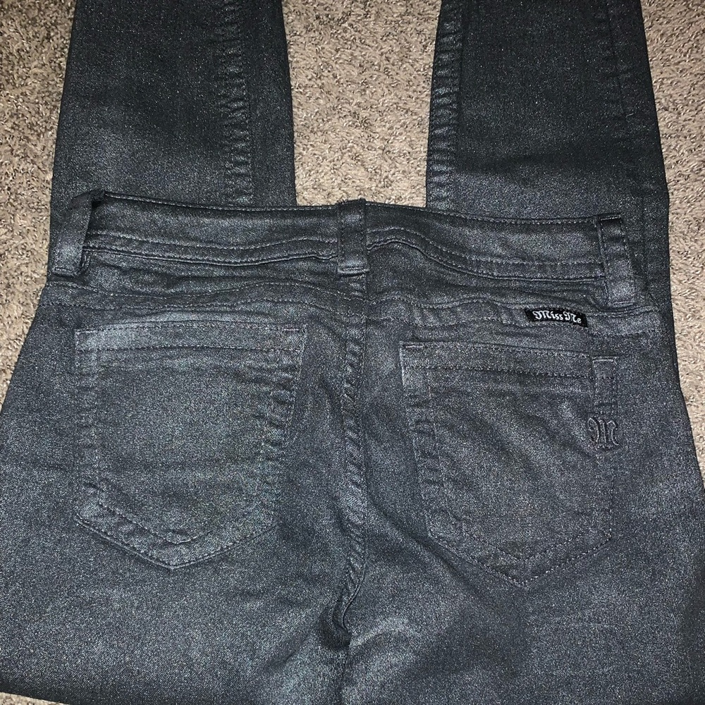 Miss Me dark gray sparkle skinny ankle jeans
